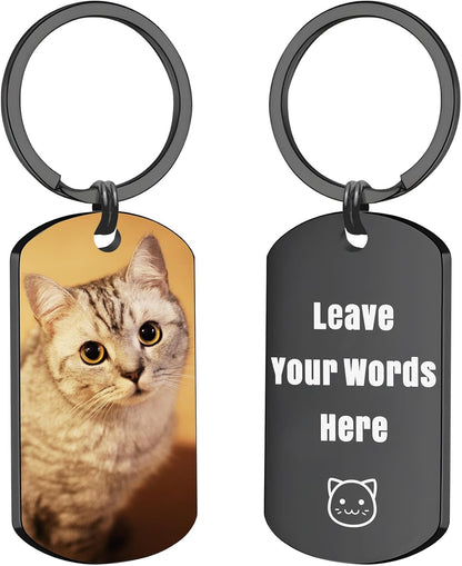 Custom Keychain with Dog Cat Photo, Pet Picture Keychain, Personalized Memorial Gifts, Sympathy for Loss of Pet