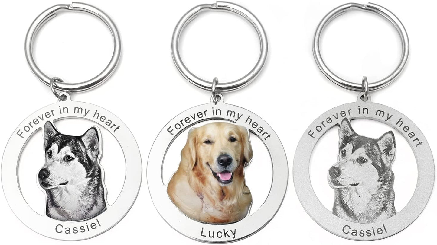 Portrait Your Pet Photo Key Chain Personalized Dog Keychain Custom Picture Keyrings Dog Photo Keyring Pet Keepsake