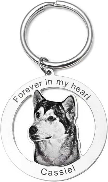 Portrait Your Pet Photo Key Chain Personalized Dog Keychain Custom Picture Keyrings Dog Photo Keyring Pet Keepsake