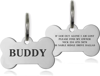 Stainless Steel Pet ID Tag Dog Name Tags Personalized Front and Back Engraving Customized Cat Tags