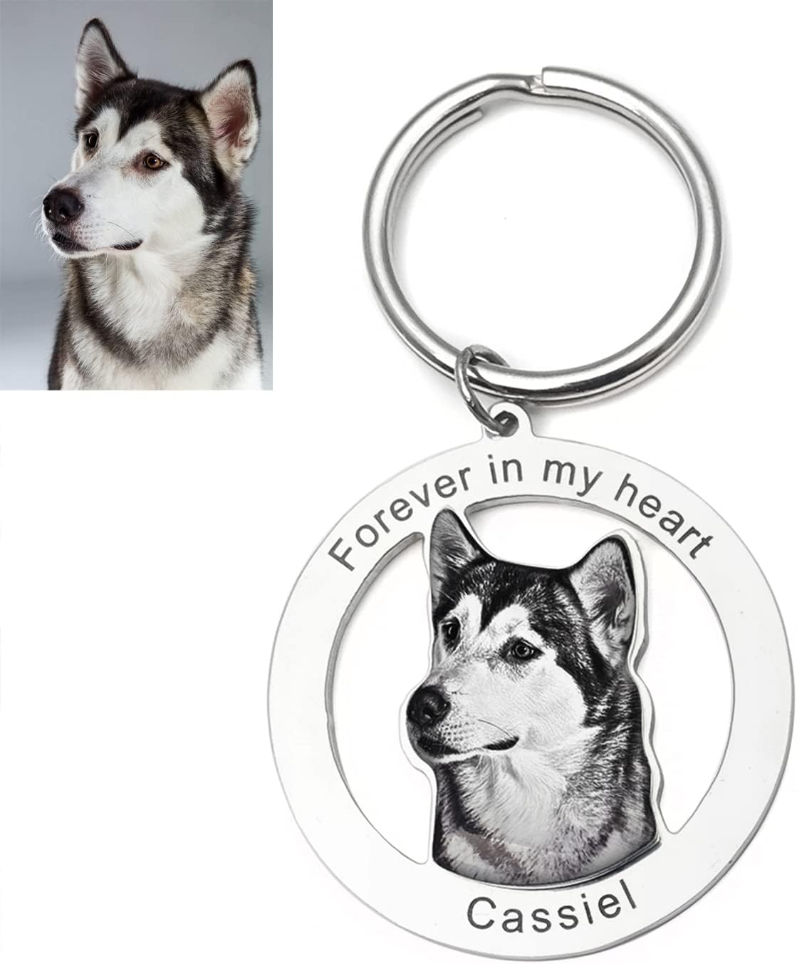 Portrait Your Pet Photo Key Chain Personalized Dog Keychain Custom Picture Keyrings Dog Photo Keyring Pet Keepsake