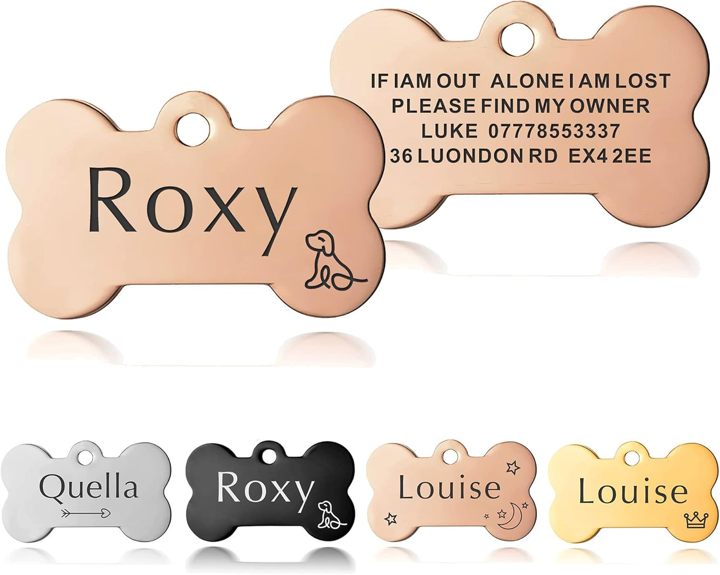 Stainless Steel Pet ID Tag Dog Name Tags Personalized Front and Back Engraving Customized Cat Tags