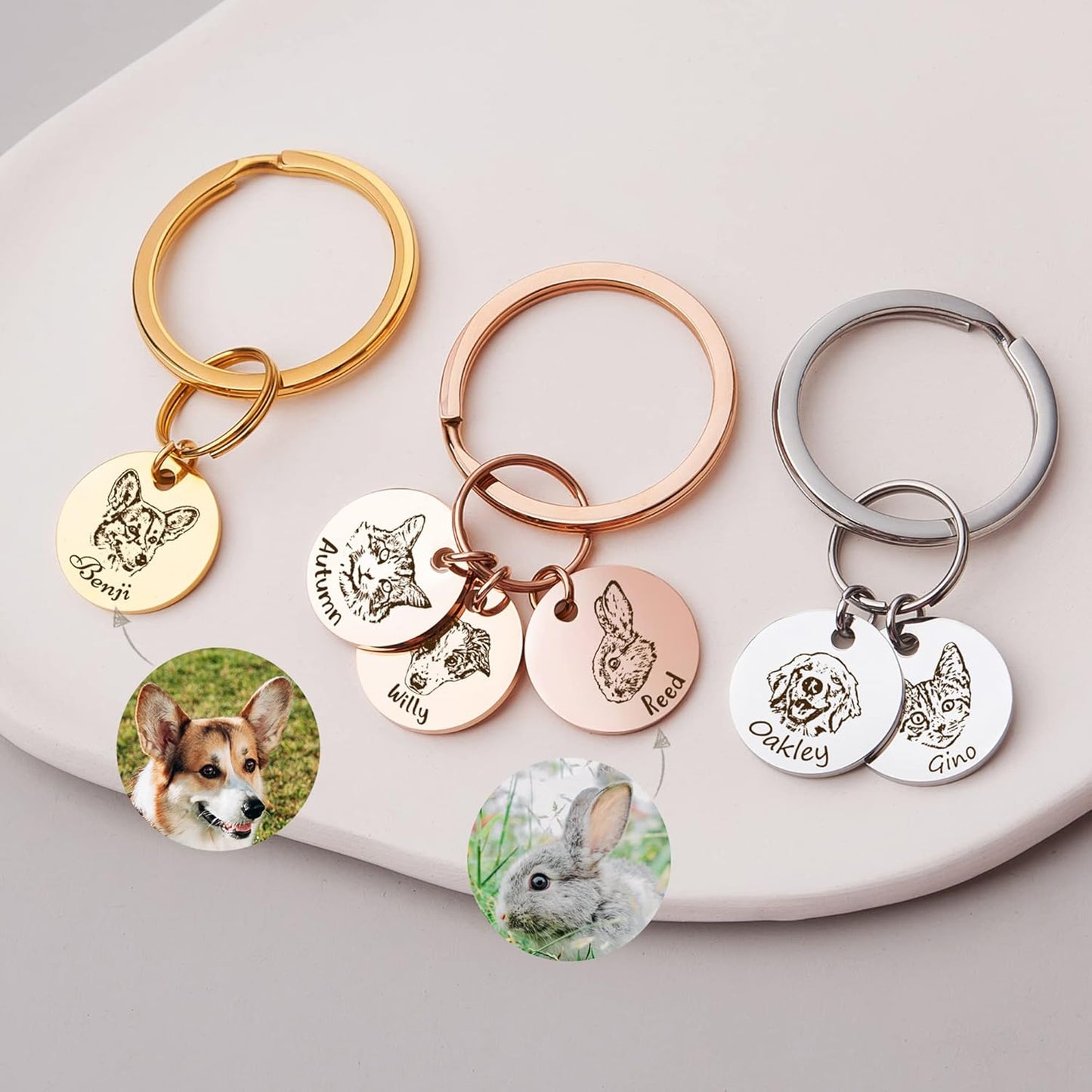 Custom Keychain with Dog Picture Pet Photo Keychain,Memorial Gifts for Loss of Dog,Personalized Dog Tag Keychain